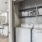 a kitchen with white appliances